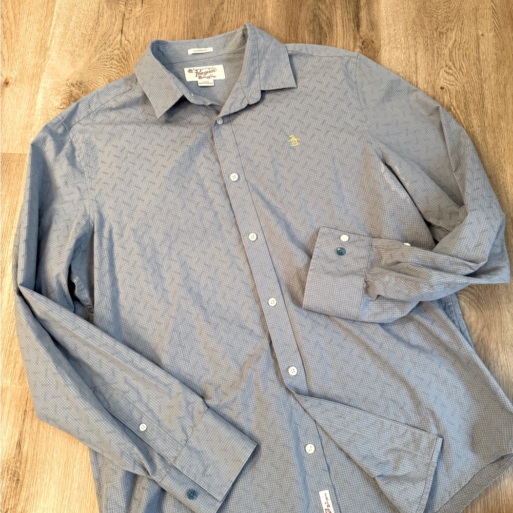 Men’s Vintage Penguin Button Up Shirt Sz L